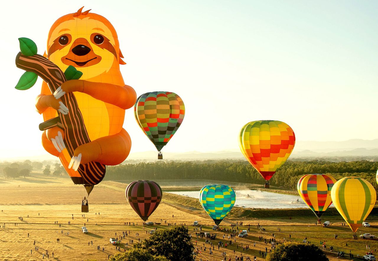 Hot-air balloons take flight in Wangaratta, Australia, on Saturday, March 26.