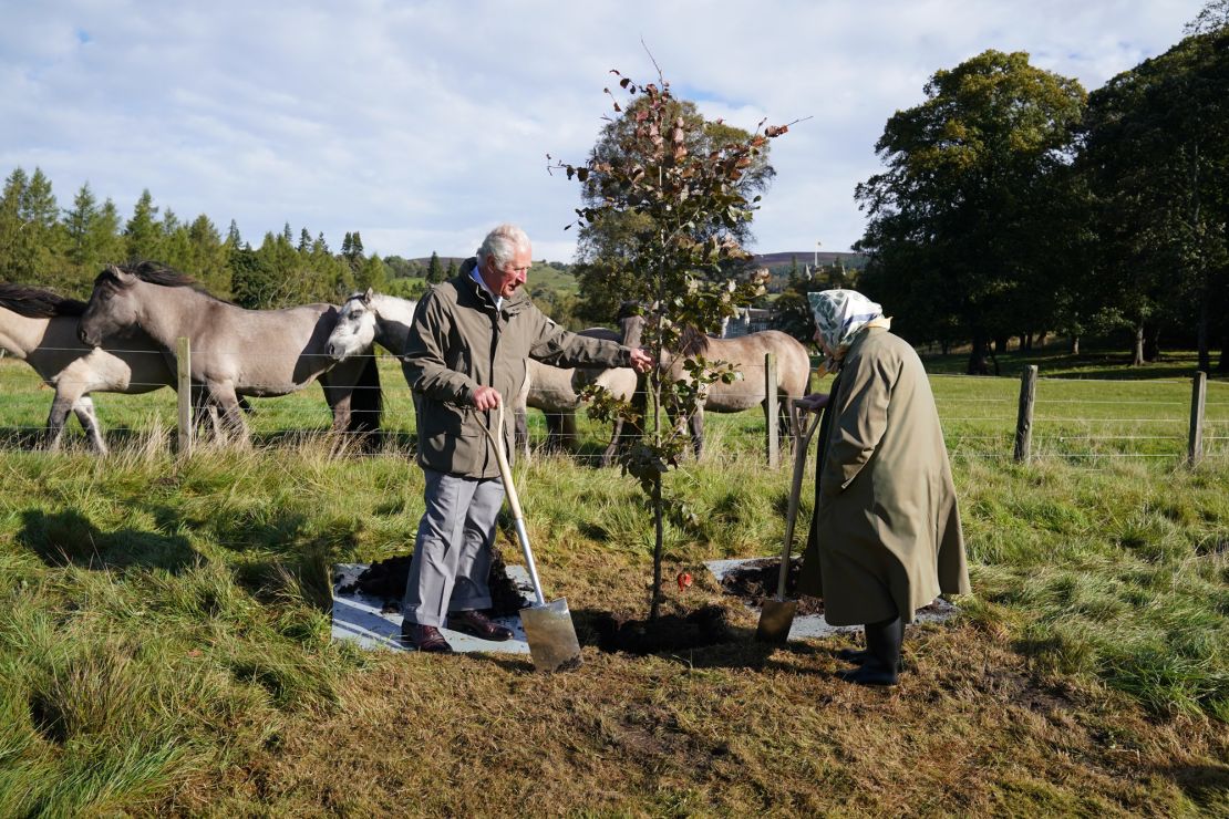 The Queen and Prince Charles planted a tree at the Balmoral Cricket Pavilion near Crathie, Scotland to kick off her special tree-planting initiative last fall. 