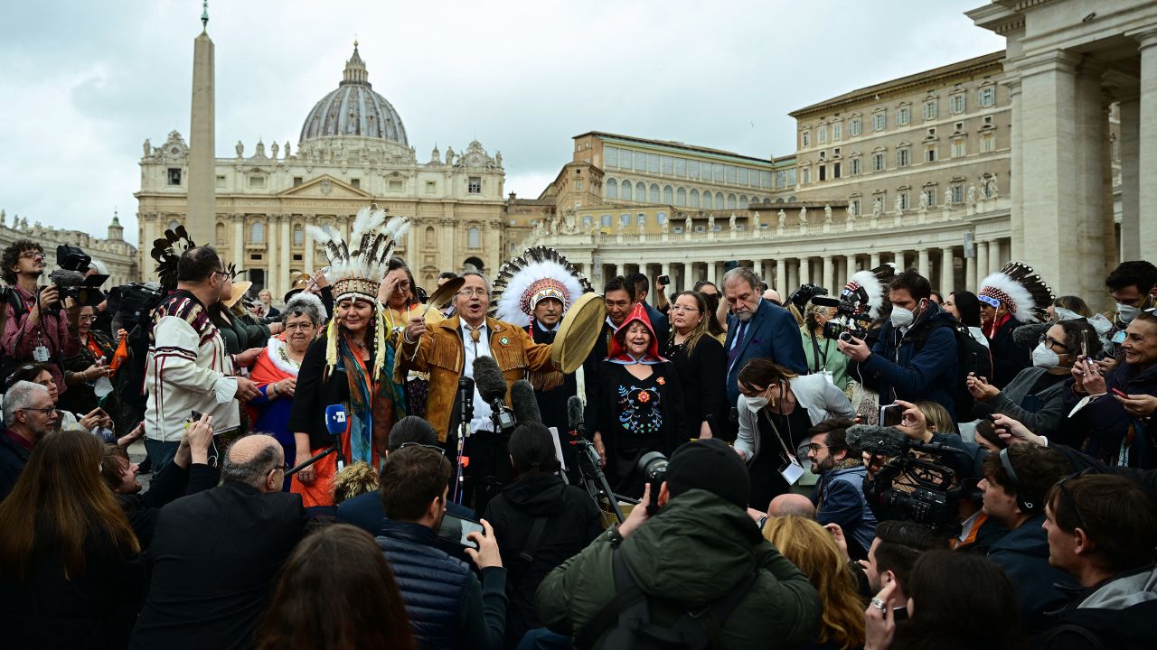 Leaders of Canada's indigenous people speak after meeting with the Pope this week. 