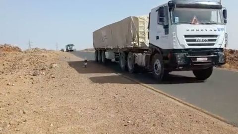 Trucks from the UN's World Food Program enter Tigray.