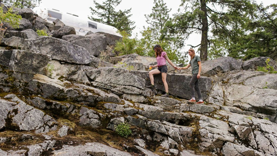 <strong>Third time lucky: </strong>Rockclimbers Gabi and Brandon are on their third Airstream.