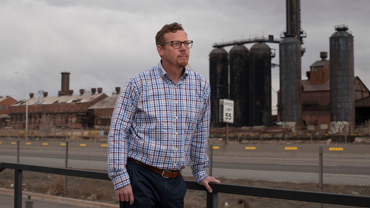 David Ferryman, senior vice president at Evraz North America, is pictured in front of the Pueblo steel mill. 