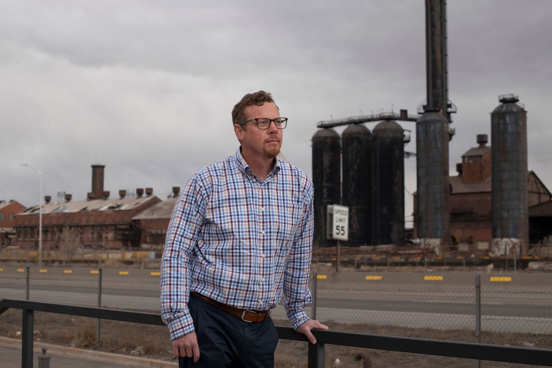 David Ferryman, senior vice president at Evraz North America, is pictured in front of the Pueblo steel mill. 