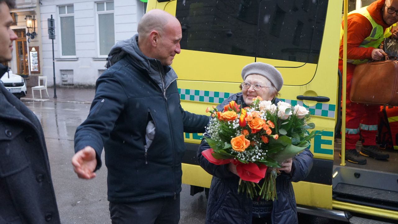 Margaryta is greeted at the Jewish Community Center in the Polish city of Krakow, having fled Ukraine after the Russian invasion.