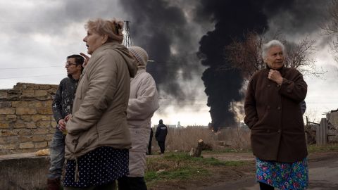 Smoke rises over Odesa, Ukraine, on April 3. The Russian defense ministry confirmed a strike on an oil refinery and fuel storage facilities in the port city.
