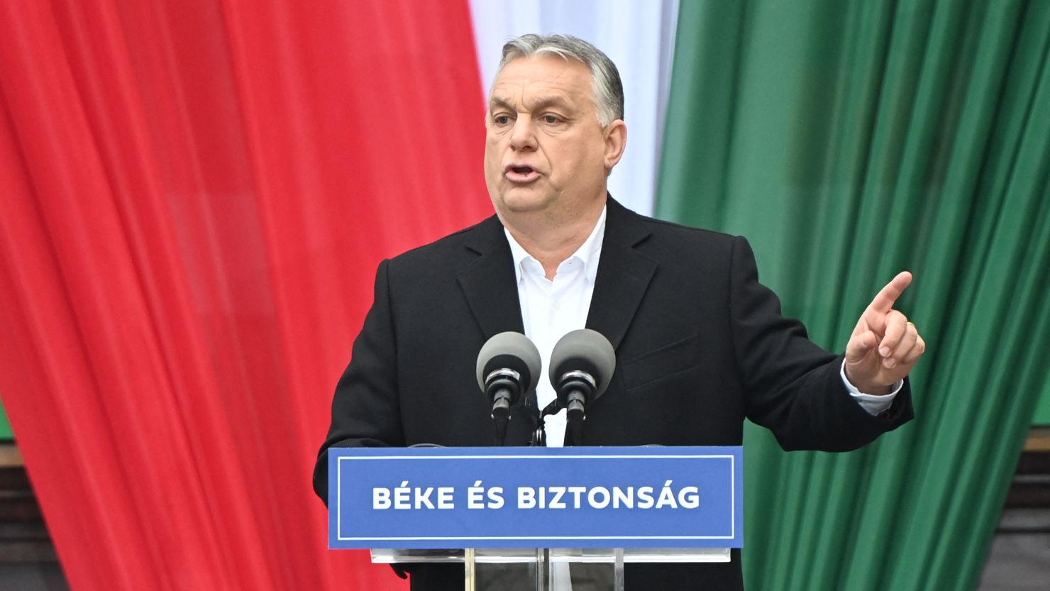 Orban during his election campaign in April, which resulted in a landslide victory.