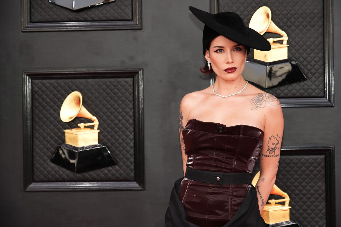 Halsey wore Presiat with sparky Tiffany & Co. accessories and a wide-brimmed hat. 