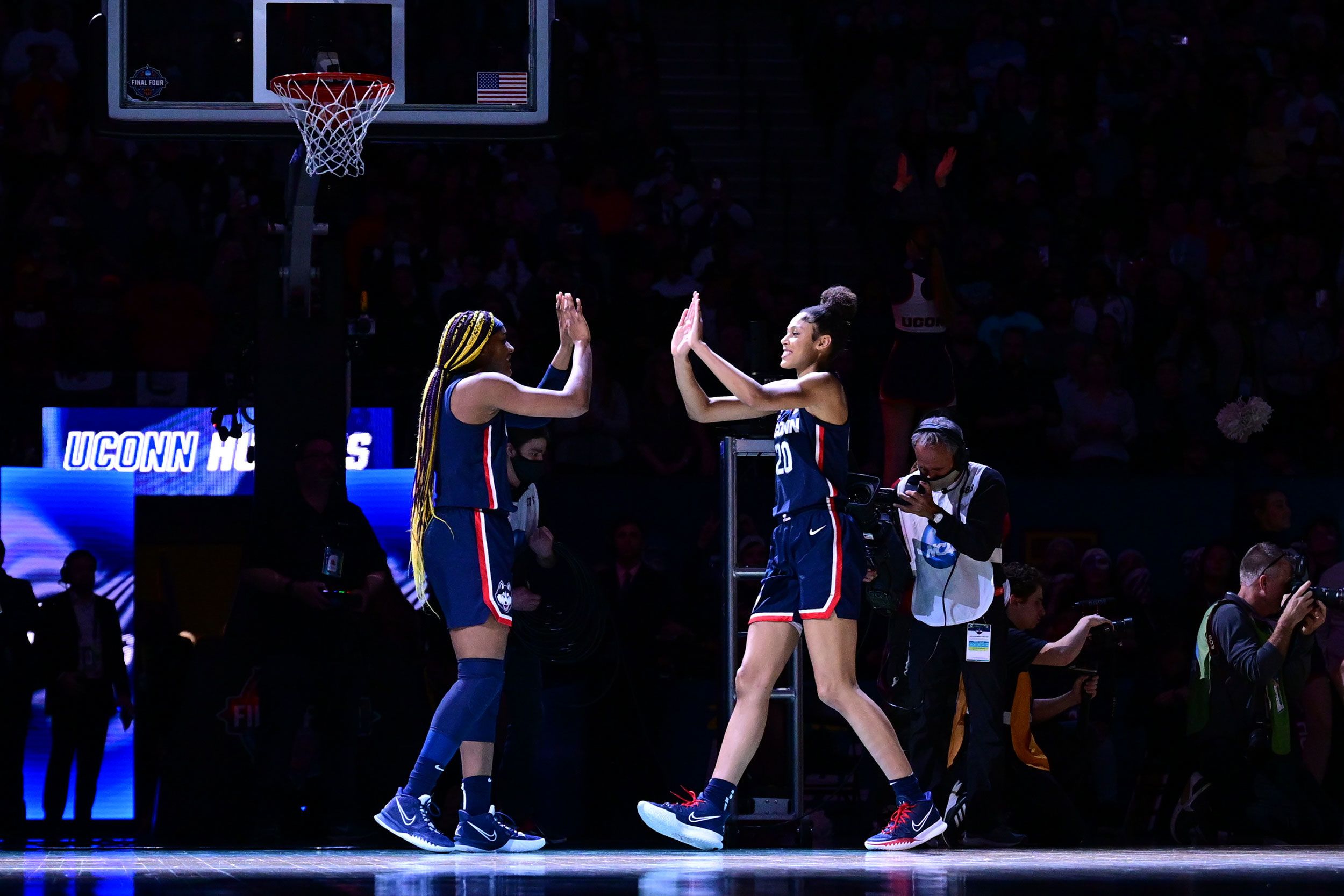 Edwards and Nelson-Ododa are introduced to the crowd at Minneapolis' Target Center.