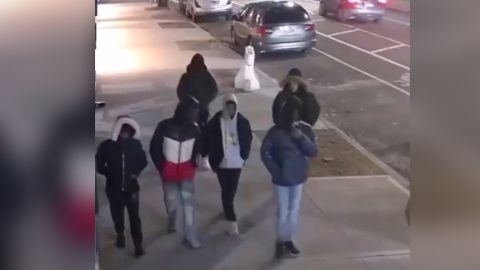 NYPD surveillance footage showed a group attacking an Hasidic man in Brooklyn, New York, Friday. 