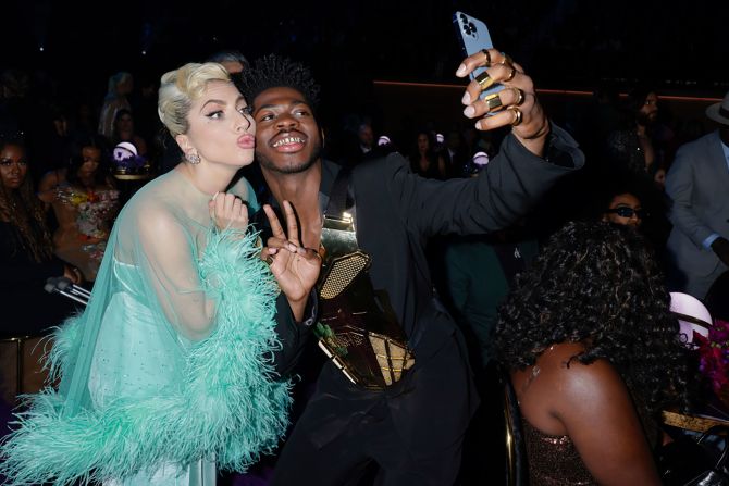 Lil Nas X takes a selfie with Lady Gaga.