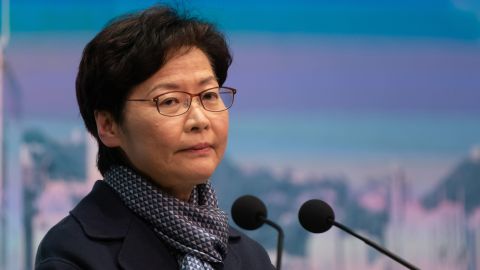Hong Kong Chief Executive Carrie Lam at a news conference on February 18.