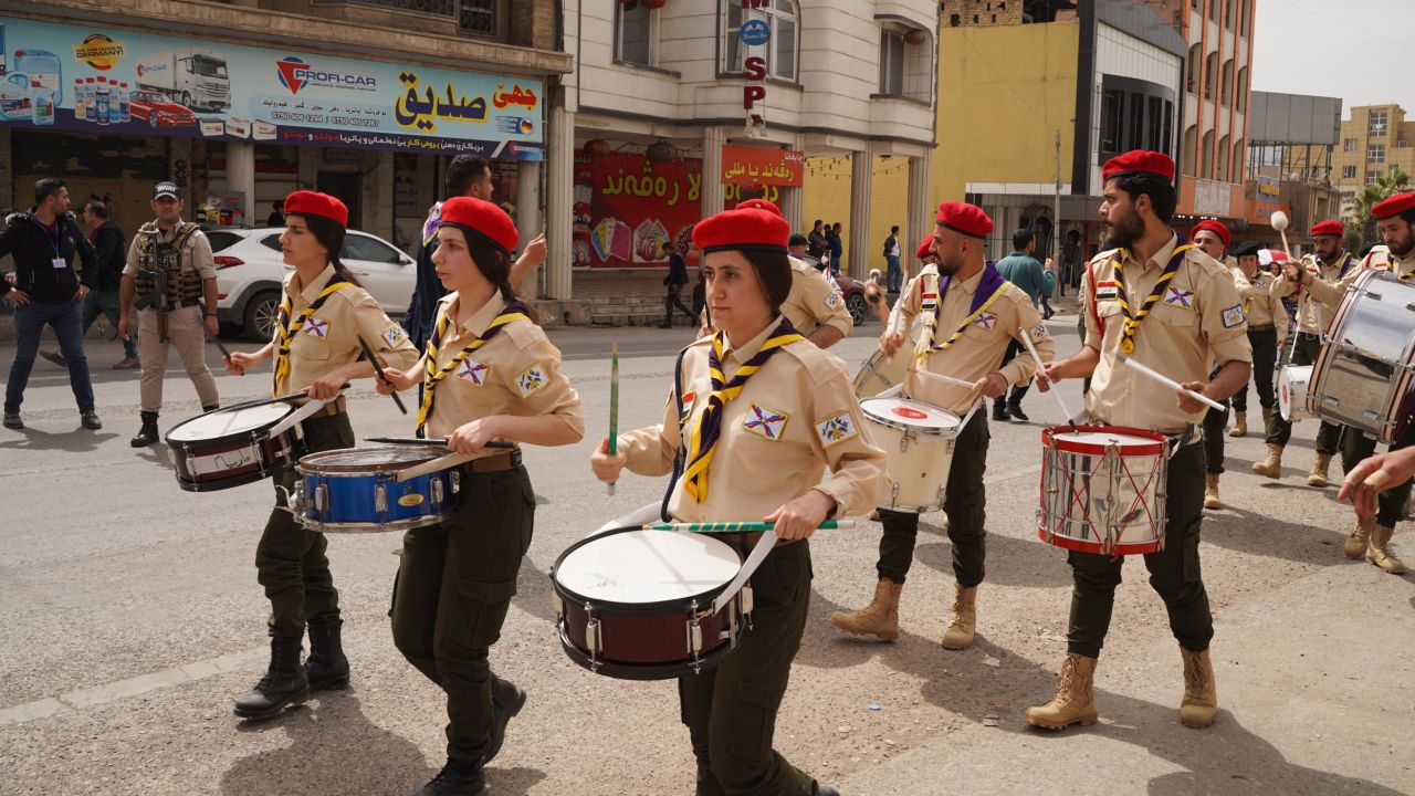 People attend Akitu festival celebrations in Duhok, Iraq on April 1. The Assyrian and Babylonian festival, celebrated in a period of thousands of years, symbolizes the arrival of the spring.