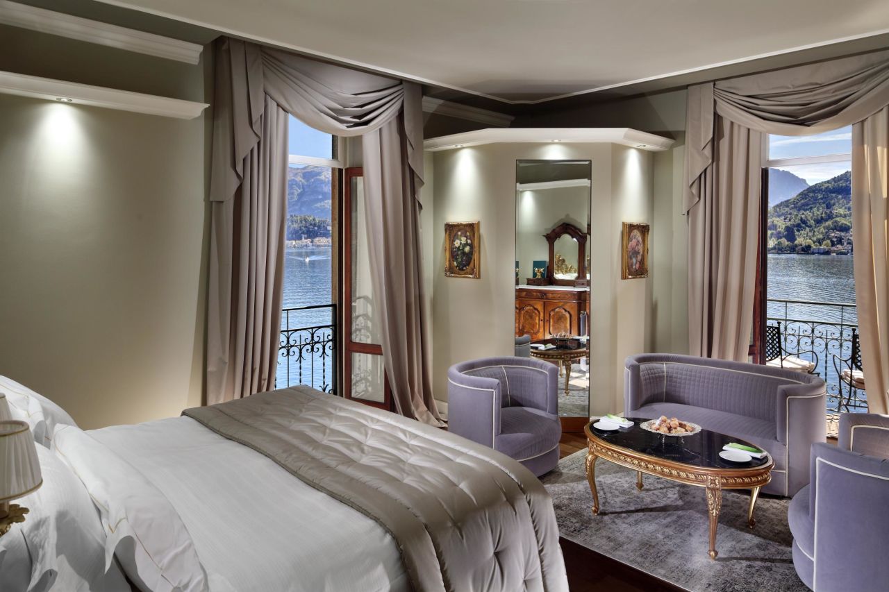 <strong>Grand Hotel Tremezzo: </strong>This deluxe room looks out on beautiful Lake Como in Lombardy, northern Italy.