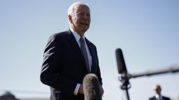 U.S. President Joe Biden speaks with members of the media after arriving at Fort Lesley J. McNair in Washington, D.C., U.S., on Monday, April 4, 2022.