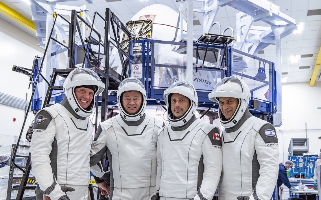 The AX-1 crew is shown (from left): Larry Connor, Michael López-Alegría, Mark Pathy, Michael López-Alegría and Eytan Stibbe.