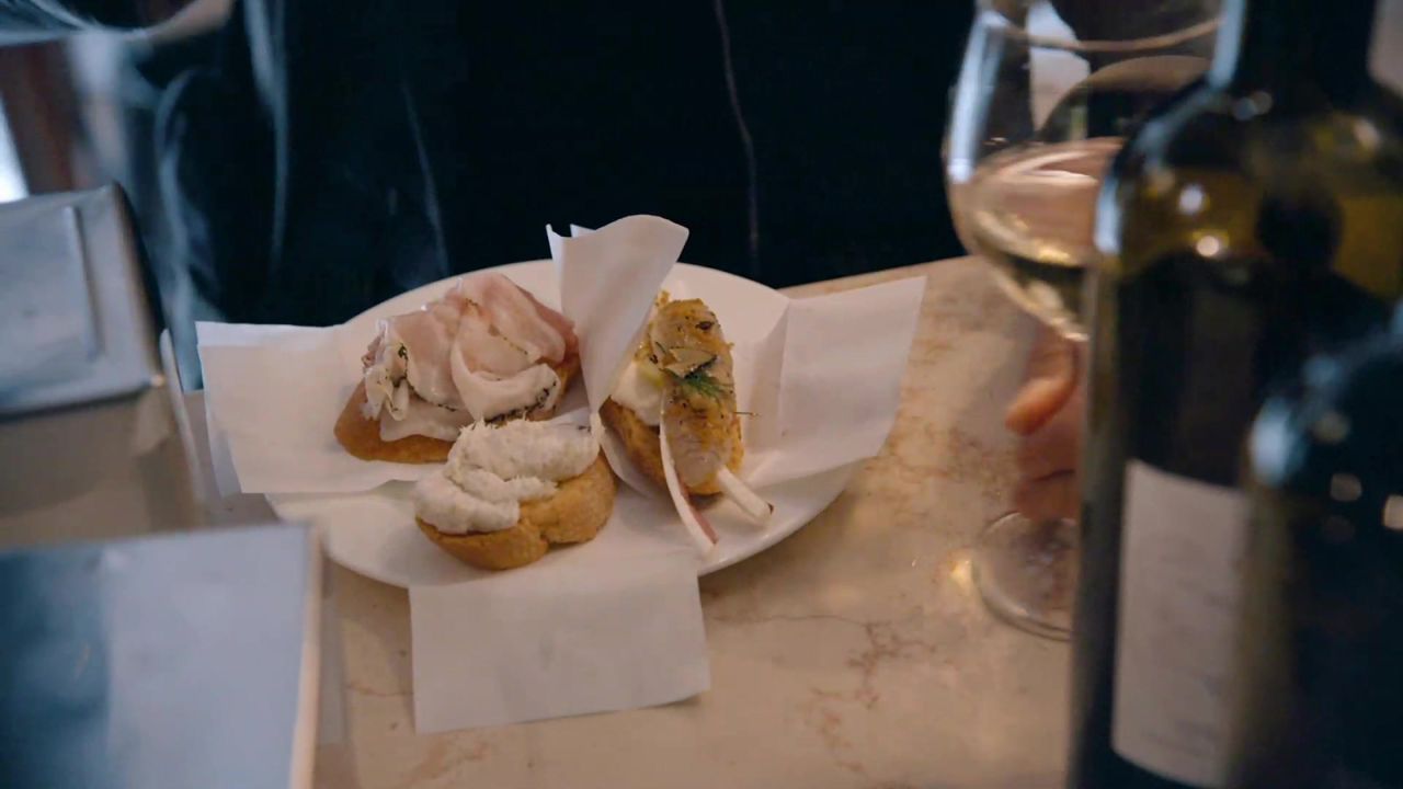 Modern cicchetti -- baguette slices layered with toppings -- are thought to have been invented by Alessandra De Respinis.