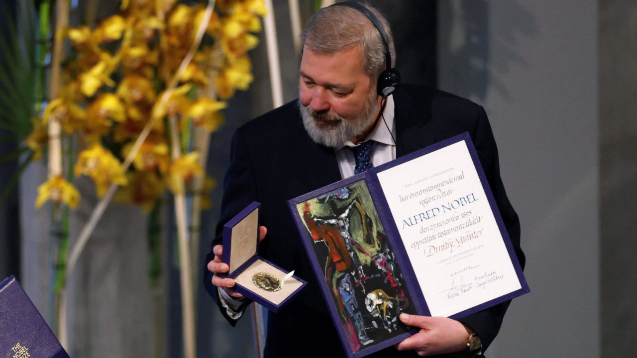 Muratov accepted the peace prize at the award ceremony in Oslo, December 10, 2021.
