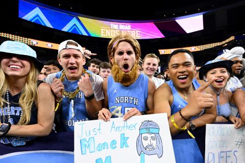 North Carolina fans cheer before the game.