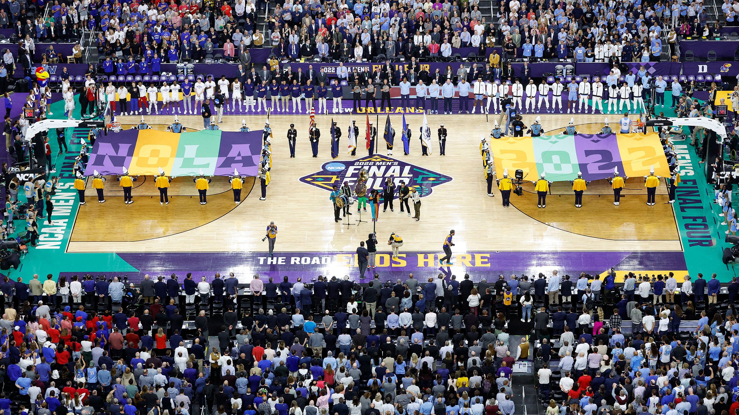 Pregame festivities are held before the game.