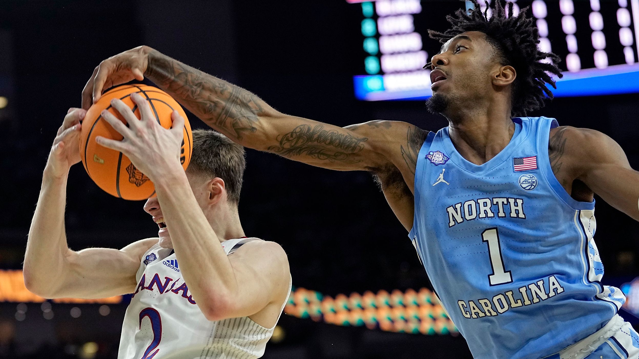 North Carolina's Leaky Black blocks a Braun shot.