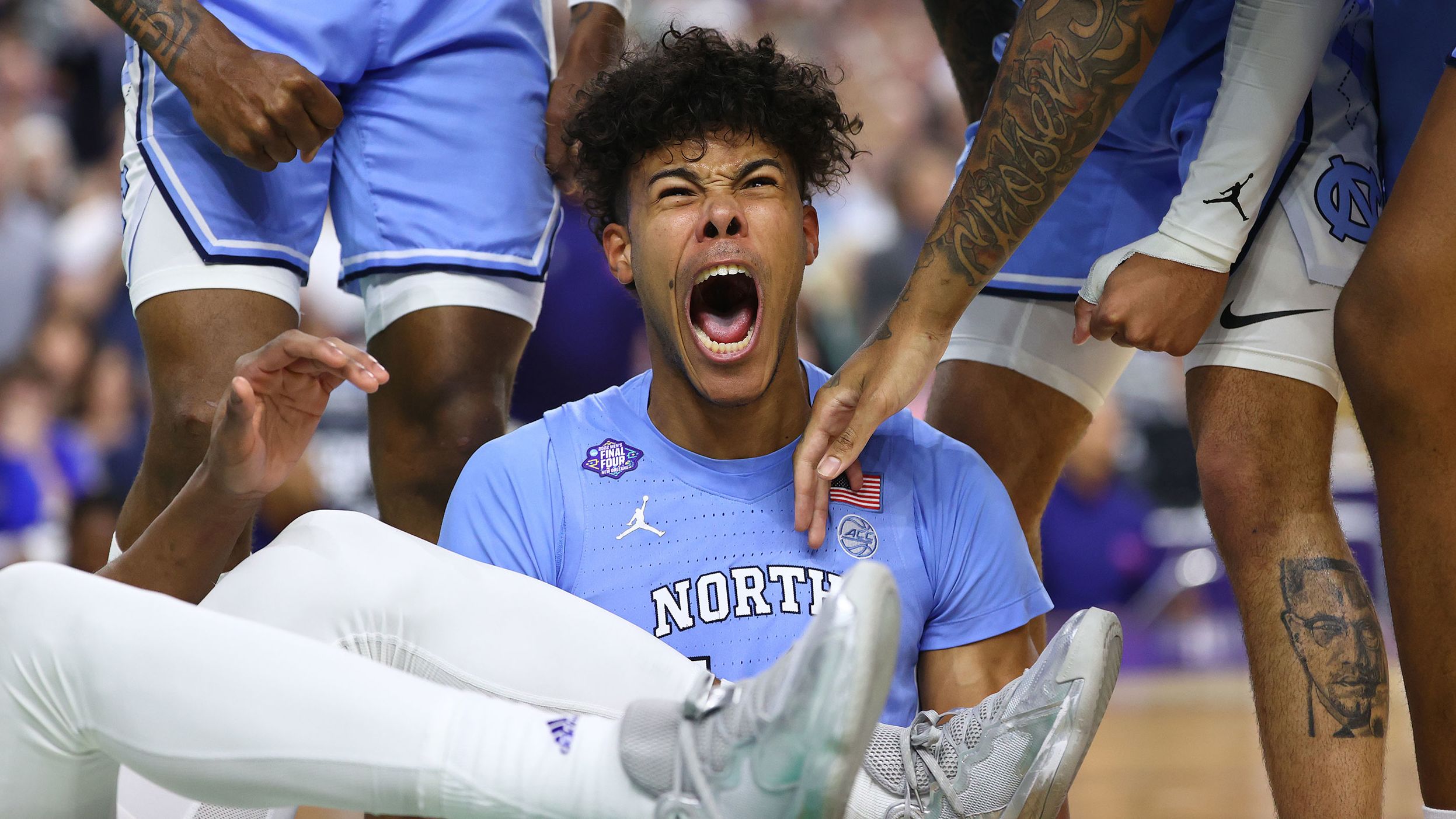 Johnson reacts after a play.