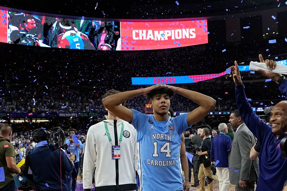 North Carolina's Puff Johnson walks off the court after the game.