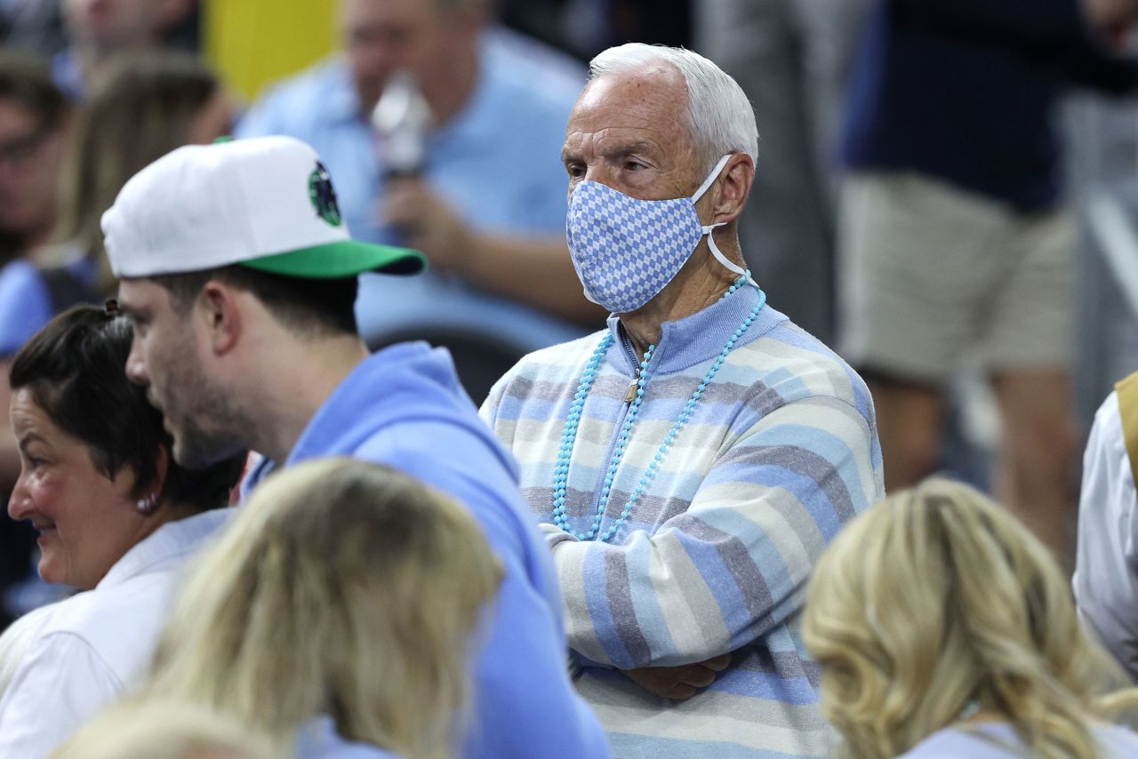 Former North Carolina and Kansas head coach Roy Williams attends the game. Williams retired as the Tar Heels' head coach after last season. He coached Kansas from 1988-2003.