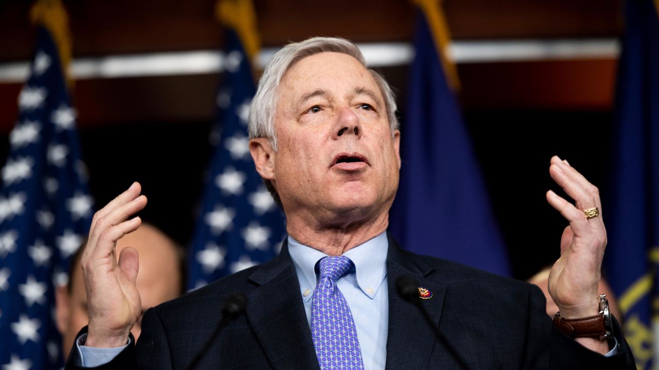 Republican Rep. Fred Upton of Michigan speaks during the Problem Solvers Caucus press conference in the Capitol in February 2020.