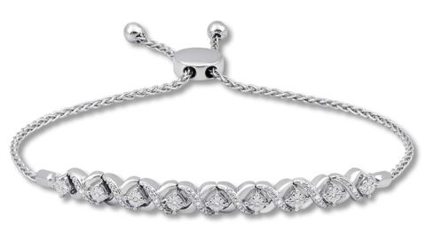Diamond Bolo Bracelet Sterling Silver