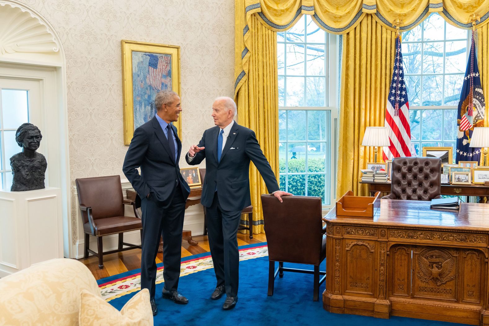 "It's an honor to welcome my friend President @BarackObama back to the White House," Biden said in an <a href="https://www.instagram.com/p/Cb-mUEPt2WB/" target="_blank" target="_blank">Instagram post</a> that showed the two men in the Oval Office on Monday. 