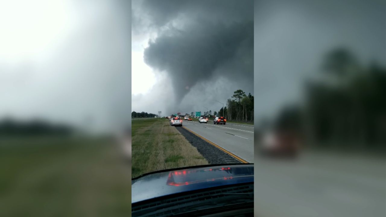 Trystan McCorkle took video of a tornado on Interstate 16 just before exit 143 in Bryan County, Georgia.