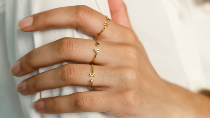 Tiny Heart love Chain Ring 14k rose gold filled Dainty mid chain rings  heart jewelry gift for women