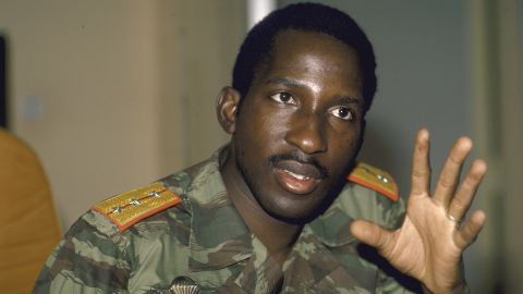 Captain Thomas Sankara, leader of Burkina Faso, in 1985.