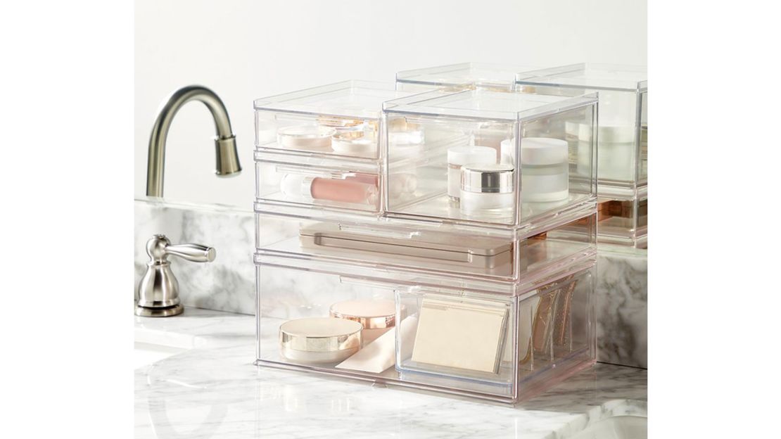 2 Pack Stackable Makeup Organizer And Storage, Acrylic Organizers, Clear  Plastic Storage Drawer With Handles For Vanity, Undersink, Kitchen Cabinets