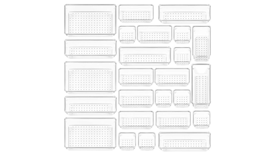 Vtopmart 25-Piece Clear Plastic Drawer Organizer Set