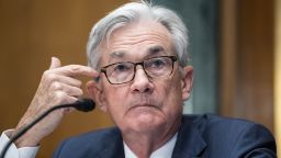 Federal Reserve Chairman Jerome Powell testifies before the Senate Banking Committee hearing, Thursday, March 3, 2022 on Capitol Hill in Washington. 