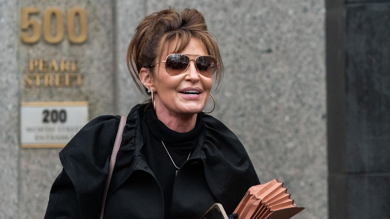 Former Alaska Gov. Sarah Palin departs from federal court in New York City on February 3, 2022.