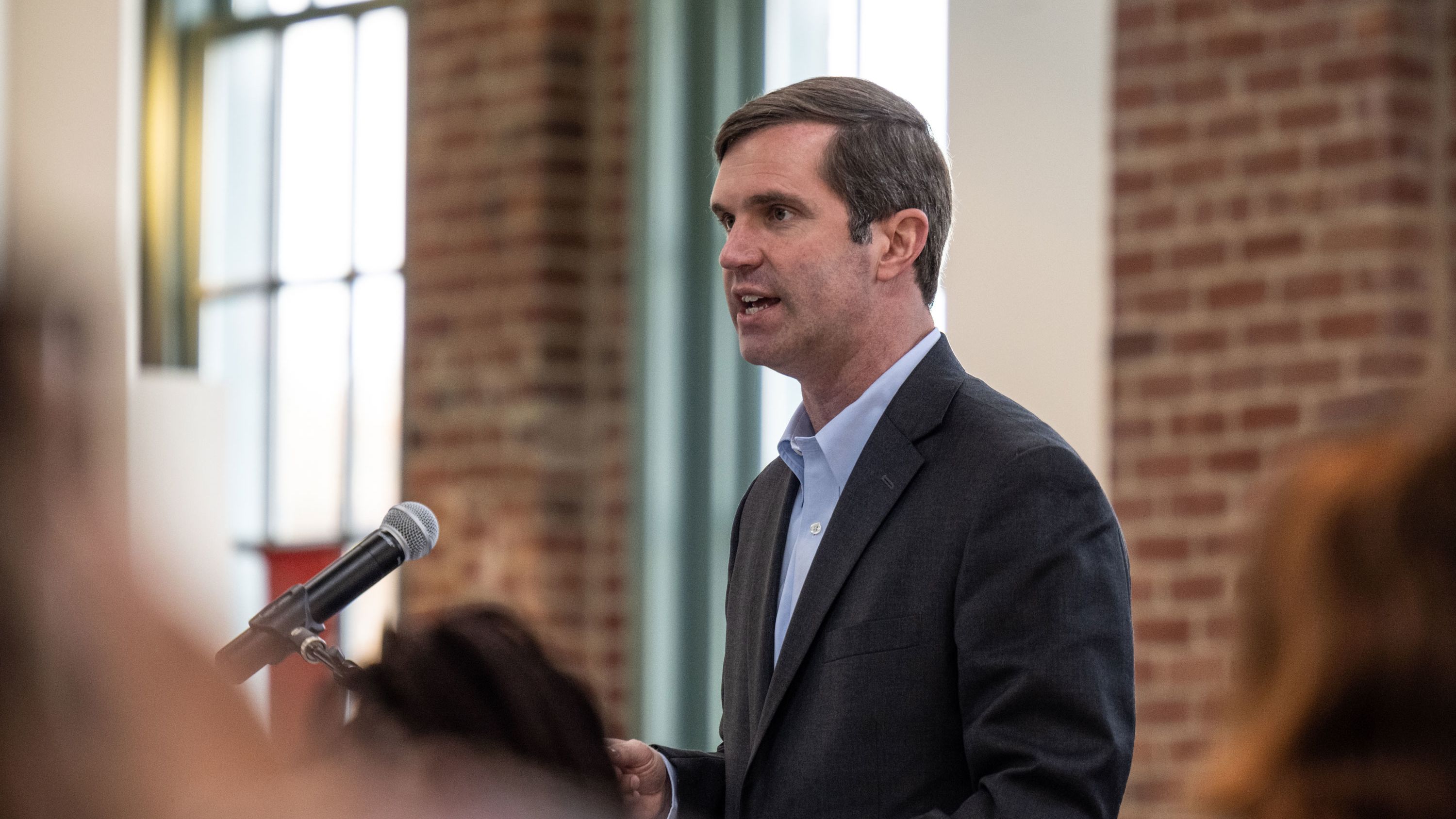 Kentucky Gov. Andy Beshear speaks at the Center for African American Heritage on April 9, 2021, in Louisville, Kentucky. 