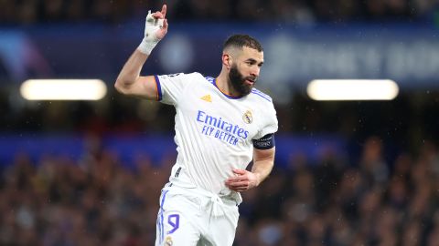 Karim Benzema's second consecutive Champions League hat-trick gave Real Madrid one foot in the semifinals.
