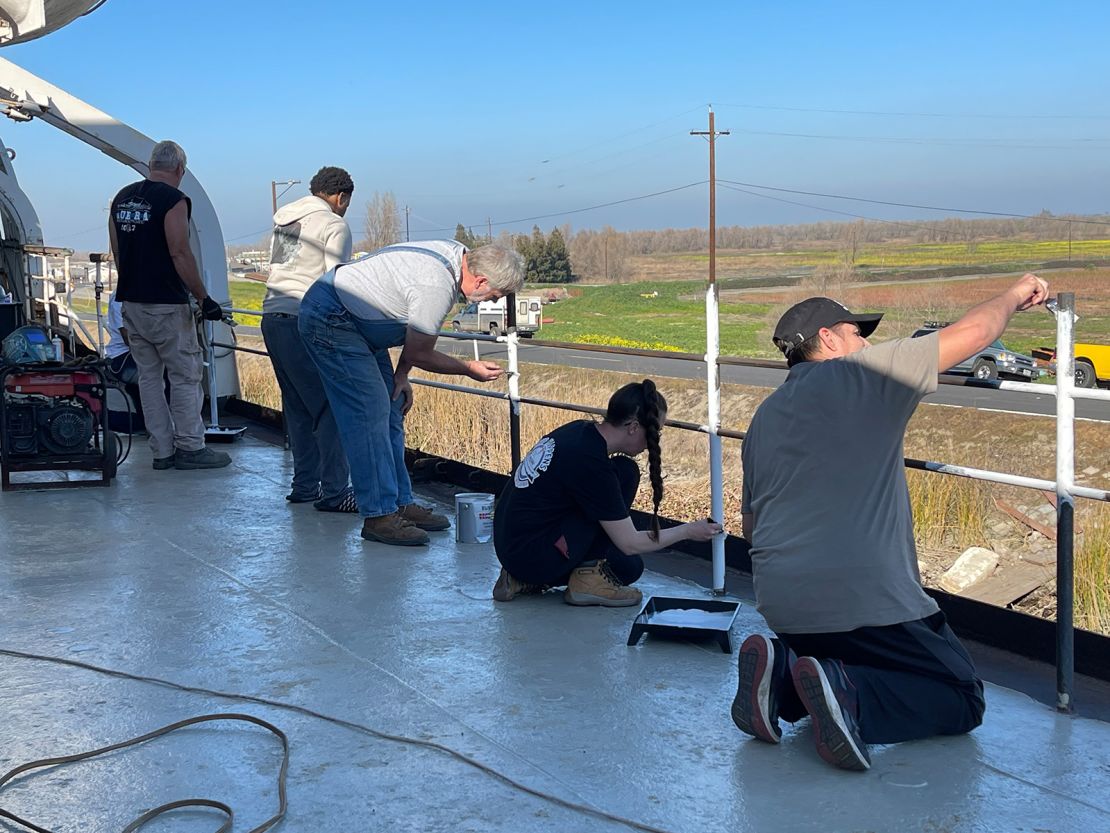 Willson has been working on the ship, which is moored at a marina in Little Potato Slough, California, with the help of volunteers.