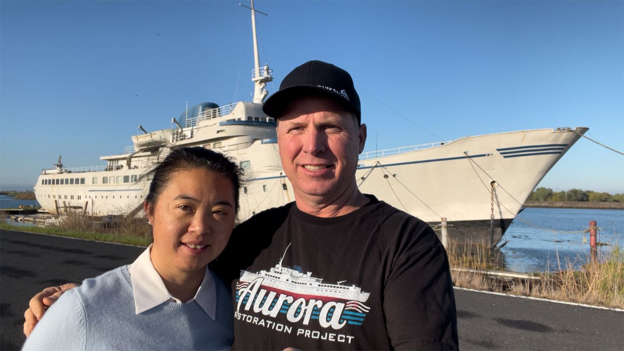 Chris Willson and his partner Jin Li now live on board the cruise ship he bought in 2008.
