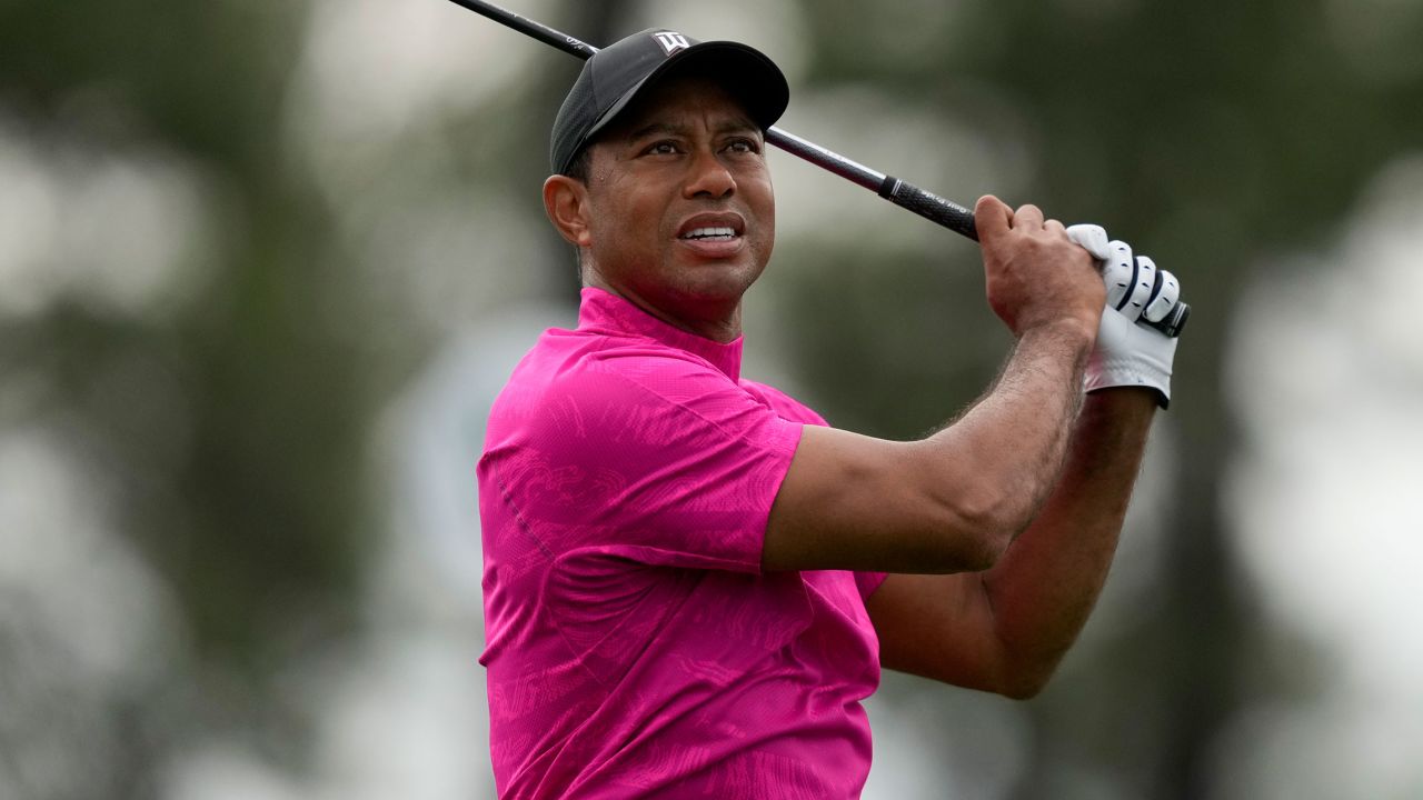 Tiger Woods during the first round at the Masters golf tournament on Thursday, April 7, 2022, in Augusta, Ga. (AP Photo/Matt Slocum)