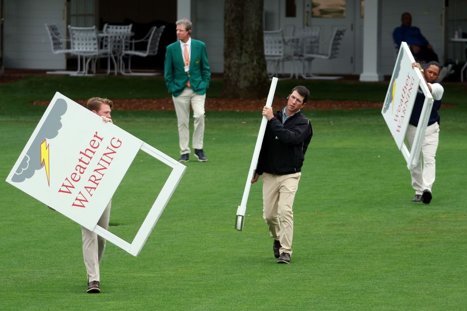 Weather warning signs are brought out on the range on Tuesday.