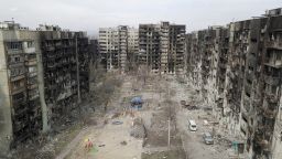 An aerial view shows residential buildings that were damaged during Ukraine-Russia conflict in the southern port city of Mariupol, Ukraine April 3, 2022. Picture taken April 3, 2022. Picture taken with a drone. REUTERS/Pavel Klimov     TPX IMAGES OF THE DAY