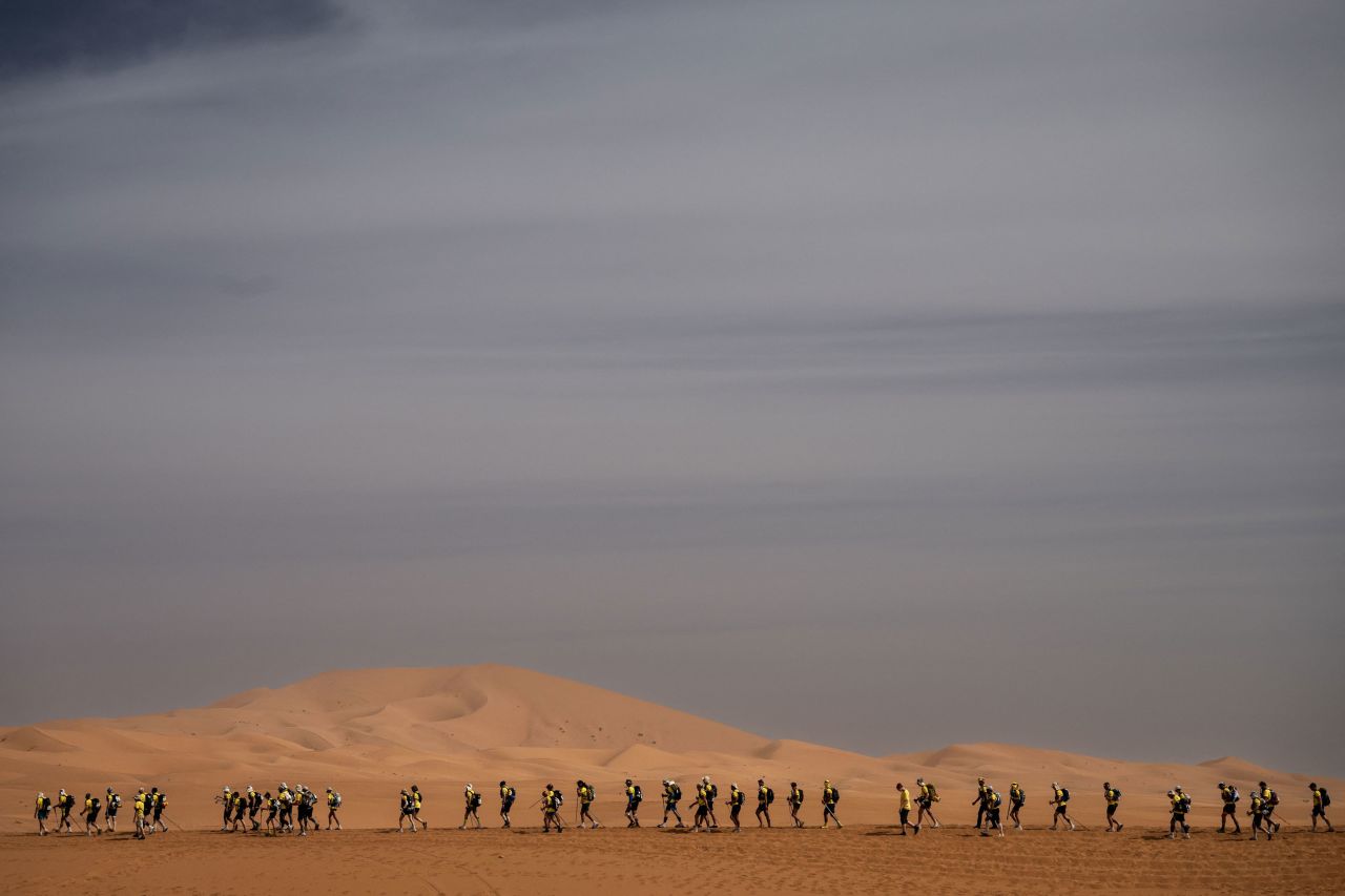 Competitors take part in the sixth stage of the Marathon des Sables on Saturday, April 2. The six-day race took place in Morocco's Sahara Desert.