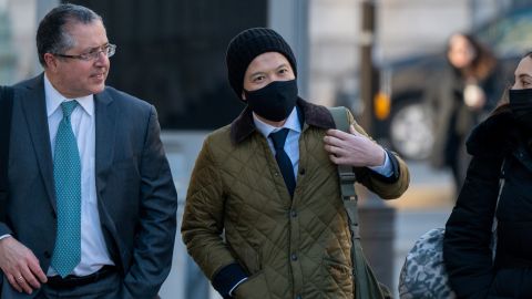 Ex-Goldman Sachs banker Roger Ng arrives at federal court for the jury selection process for his trial in New York, February 8, 2022.