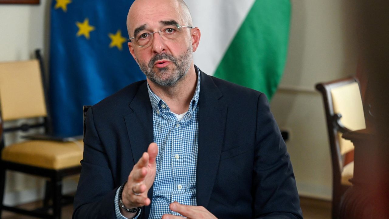 Hungarian government spokesperson and State Secretary for International Communications and Relations Zoltan Kovacs speaks during an interview with AFP in his office in Budapest on March 30, 2022. - General elections in Hungary will be held on April 3, 2022. (Photo by ATTILA KISBENEDEK / AFP) (Photo by ATTILA KISBENEDEK/AFP via Getty Images)