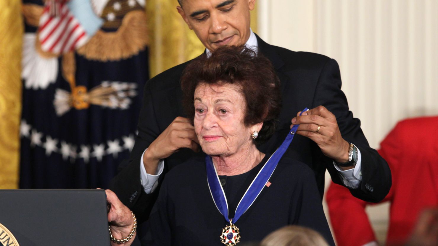 President Barack Obama is pictured presenting Gerda Weissmann Klein the 2010 Presidential Medal of Freedom in February 2011.