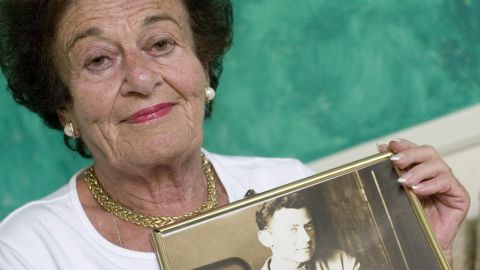 Gerda Weissmann Klein is seen holding a picture of her late husband, Kurt Klein, in August 2005.
