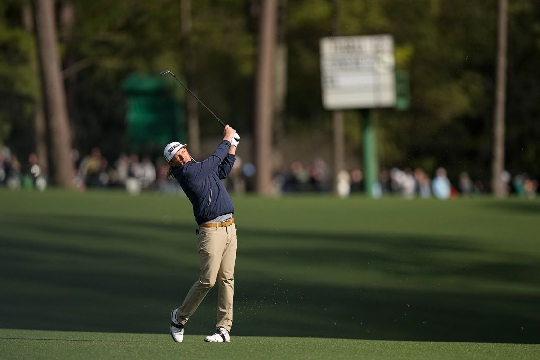 Smith hits on the 13th fairway during the third round at the Masters.